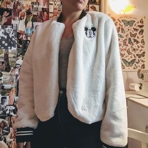 NWOT Mickey Mouse Disney Faux Fur Bomber Jacket